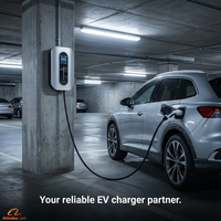 Pengisi Daya Mobil Listrik AC 7kW IP65 untuk Luar Ruangan, Wallbox Tipe 2 32A Level 2 CE, Stasiun Pengisian Daya Mobil Listrik Terpasang di Dinding Rumah, OCPP