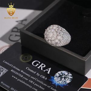 แหวนผู้ชายเงินแท้ 925 ประดับโมอิสซาไนต์แบบเต็มวง ระดับความใส VVS1 สไตล์ฮิปฮอป พร้อมใบรับรอง GRA ผ่านการทดสอบเหมือนเพชร - Product Image 4