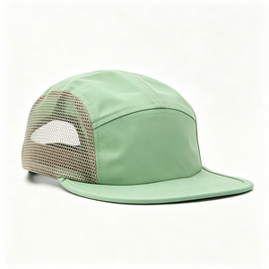 Wholesale 5 Panel Mesh Camp Cap Custom Logo <b>Flat</b> Brim Lightweight Breathable Summer Travel Casual Outdoor Camping <b>Hat</b> for Men - Product Image 3