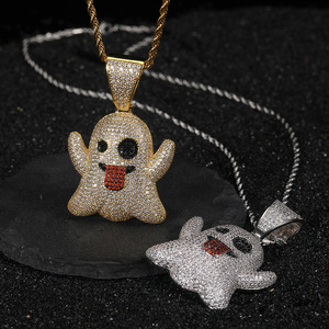 Colgante Hip Hop con diseño de Ghost Sticking Tongue, chapado en oro personalizado, engaste de púas, plata 925, moissanita, joyería Bling Iced Out para conciertos - Product Image 5