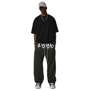 <b>Wholesale</b> Cotton Elastic Waist Embroidery <b>Sweatpants</b> Custom Oversized Pants French Terry Print Solid Color <b>Flare</b> <b>Sweatpants</b> Men - Product Image 1
