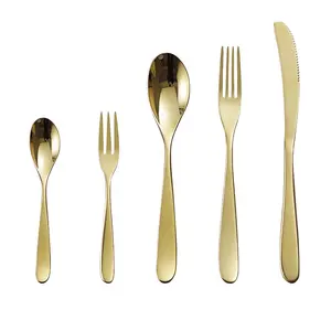 6件电镀现代设计师联合厚不锈钢餐具勺子刀叉套装餐厅酒店散装