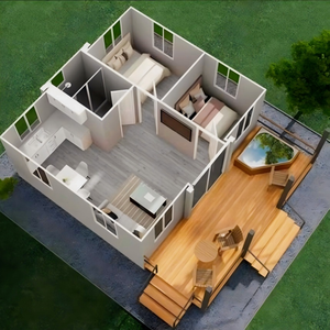 บ้านคอนเทนเนอร์สำเร็จรูปสมัยใหม่ สไตล์มินิมอล พร้อมใช้งานสำหรับบ้านอัจฉริยะ ขยายได้ ผลิตจากเหล็กและแผ่นแซนวิช เหมาะสำหรับใช้เป็นอพาร์ตเมนต์ พับเก็บได้ - Product Image 5