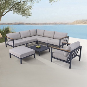 Venta Directa de Fábrica, Juego de Muebles Modernos para Patio, Sofá Seccional en Forma de L para Jardín, Conjunto de Sofás de Esquina de Aluminio para Exteriores - Product Image 1