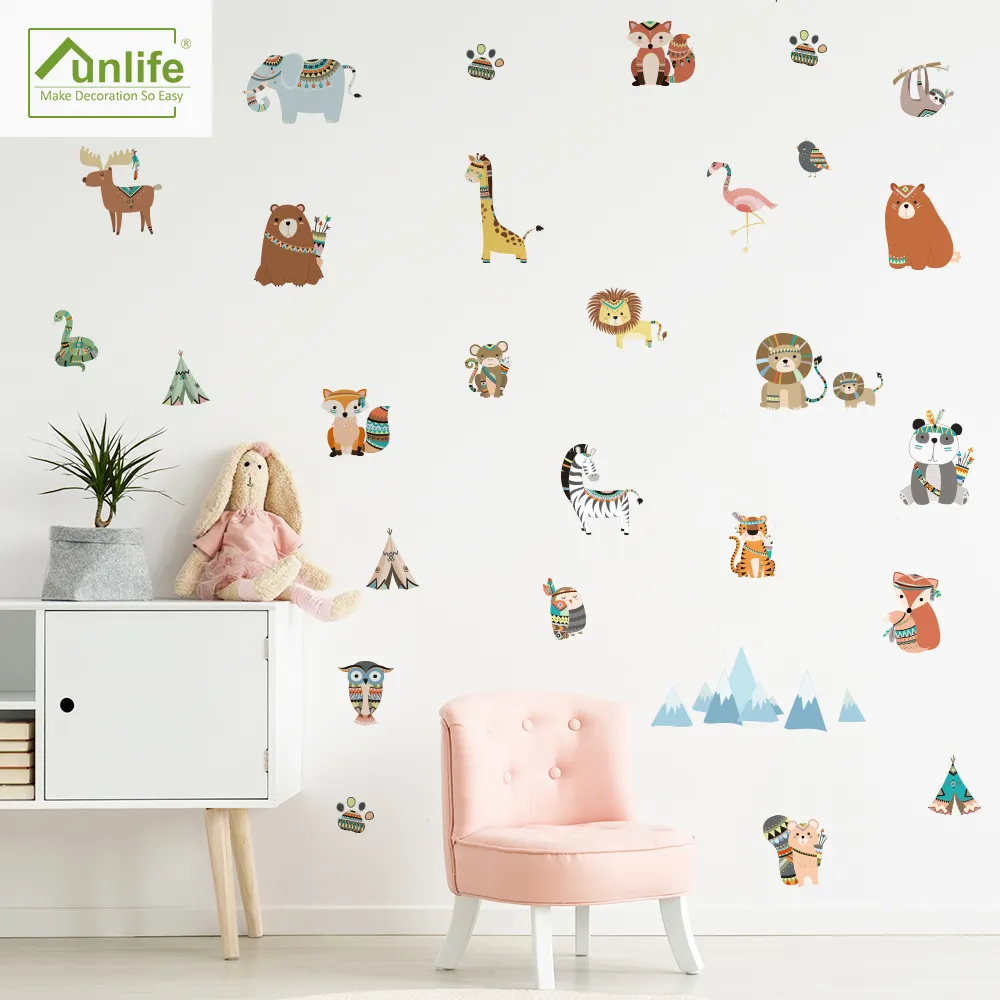 Funlife PA138 Cartoon Bear Self-adhesive Removable Animals Decals Wall Stickers