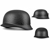 Casques de moto demi-intégraux en fibre de carbone légers avec boucle à dégagement rapide à une main, languette de traction rouge, finition brillante et doublure amovible lavable