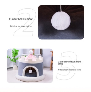 Castillo de mascotas semicerrado ecológico de lujo-Nueva cama cálida para perros y gatos 2025, cama cueva suave para todas las estaciones - Product Image 5