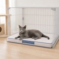 Gesteppte Kühlende Katzen-Schlafmatte mit Umweltfreundlichem Reisedesign, Rutschfestem Boden und Hellblauer Einfassung für Katzenkäfige zu Hause