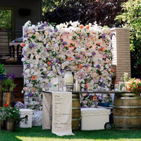 HK-FW021 Mur de fleurs enroulable 8x8 pieds, décoration 5D, motif rose, effet horloge, toile de fond en soie, panneau floral