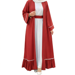 Abaya musulmane vintage respirante et légère en polyethersulfone pour femme, longue jusqu'aux chevilles, col montant, pour la prière islamique, hiver/été - Product Image 1