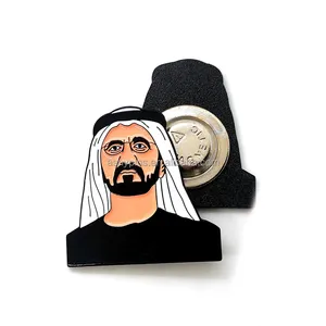 Factory Price UAE Sheikh Mohammed Bin Rashid AI Maktoum Head Badge National Day Gifts Pins