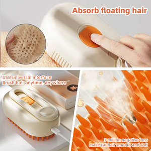 Cepillo de vapor plegable para gatos, peine para el cuidado de mascotas, 3 en 1, espray eléctrico de autolimpieza, cepillo de vapor para depilación de masaje para perros y gatos - Product Image 4