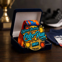 Médaille de finisseur de marathon personnalisée en alliage de zinc émaillé 3D, couleur or antique, pour récompense de course