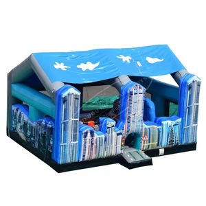 Ticari şişebilen eğlenceli şehir yürümeye başlayan oyun alanı karikatür 3D sıçrama ev Combo çocuklar için atlama fedai - Product Image 1