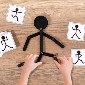 Cartes d'action, Figurines de sportifs en bois, Jeu de correspondance du corps humain, Jouets Montessori en bois - Product Image 3