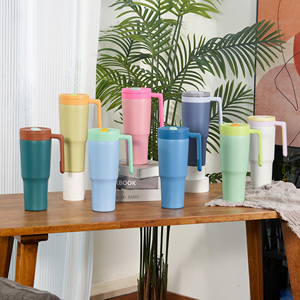 40oz Stainless Steel Tumbler With Soft Silicone Handle Detachable <b>Tea</b> Fruit <b>Infuser</b> Cup Holder Friendly Leakproof Daily Drinks - Product Image 1
