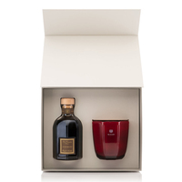 Coffret cadeau en carton noir avec diffuseur de bougies et roseaux, boîte d'emballage personnalisée, boîte à bougies en lin de luxe