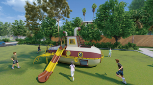 Aire de jeux extérieure pour enfants 3-12 toboggan ensemble sous-marin thème feuille mur thème haute qualité bas prix pas cher - Product Image 2