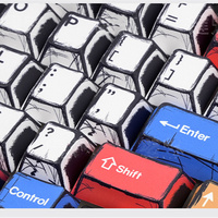 Style comique Mixte Lumière Keycaps Cherry Profile Cherry PBT 127 Touches Sublimation Keycaps pour Gaming 61/64/68 Clavier Mécanique