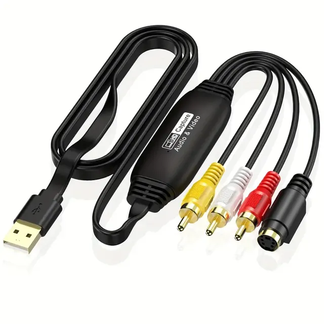 Video Capture USB 2.0 Capture Card, Drive-free AV Signal Capture Data Collector ,USB To RCA Cable