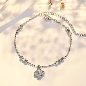 Women's Lightweight Luxury Genuine <b>Cute</b> Adjustable Clasp Design Zircon Flower Full Diamond Fine Charm <b>Bracelet</b> - Product Image 4