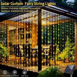 Cortina de Luces LED Navideñas Decoración Festiva 3*3 Metros Guirnalda de Luces Intermitentes para Jardín y Césped Exterior - Product Image 2