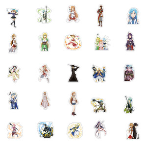 2 diseños 50 unids/bolsa vinilo Anime espada arte en línea SAO pegatinas para monopatín teléfono equipaje portátil bicicleta equipaje Decoración - Product Image 6