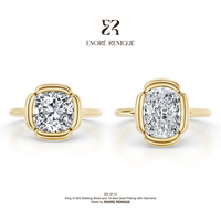 Bague en moissanite D VVS1 de 2 carats, taille coussin allongée, en argent sterling 925 plaqué or, bijoux raffinés pour femme