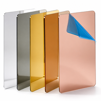 Vente en gros de feuilles acryliques miroir argentées et dorées anti-âge de 3 mm à 10 mm avec service de découpe, taille 1220x2440 mm