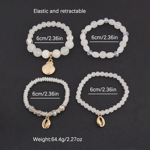 <span class=keywords><strong>4</strong></span> ensembles de bracelets bohèmes créatifs pour femmes, bijoux en coquillages, cristaux, multi-couches, perles, bijoux tendance - Product Image 4