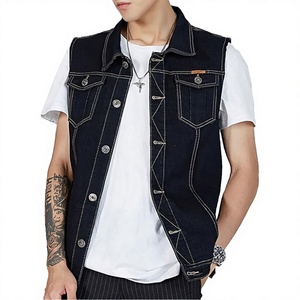 Men's <b>Punk</b> Sleeveless Casual Breathable Denim <b>Jacket</b> Streetwear Button Spring Autumn Motorcycle Club Biker Plus Size for Wash - Product Image 2