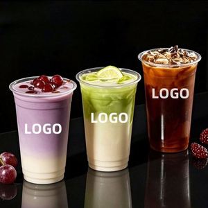 Gobelets en plastique PET transparents personnalisés de 98 mm avec couvercles, logo imprimé, pour crème glacée, jus, vodka, lait, yaourt, tailles 12/14/16/18/20/24 oz, vente en gros - Product Image 2