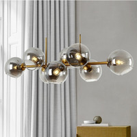 8 Lampes Bras Lustres Modernes Global Verre LED Suspension pour Salon Lustre Lampe Suspension Suspension Moderne Verre
