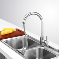 Robinet de cuisine en acier inoxydable à col de cygne, avec douchette extractible, monocommande, pour évier de cuisine moderne