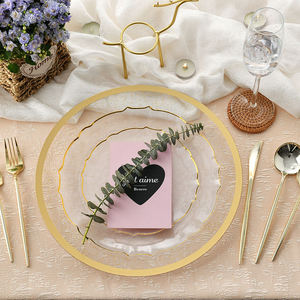 Assiette de dîner luxueuse en plastique PS, motif floral, finition mate gris argenté, 7,5 pouces x 10,25 pouces, pour les fêtes - Product Image 3