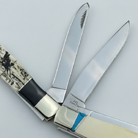 Couteau pliant gravé avec manche en os de corne, acier inoxydable 440C, 75 mm, léger, portable, durable, multifonctionnel, EDC, extérieur