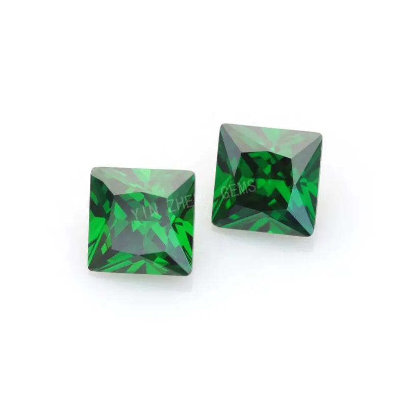 China Wholesale Square cut green cz synthetic cubic zircon loose gemstone