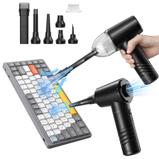 2 in 1 Lightweight Car Air Duster Vacuum Cleaner Electric Dust Blower PC Keyboard Cleaning Kit Cordless Compressed Air Duster