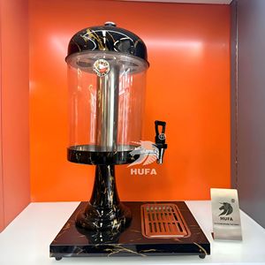 Hufa Stainless Steel <b>Drink</b> <b>Dispenser</b> 8L Black Gold Round Freestanding For Hotel Restaurant - Product Image 1