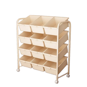 Étagère de rangement pour jouets d'enfants à grande capacité, multicouche, inclinée, écologique, en matériau PP, avec roulettes, mobile, salon - Product Image 2