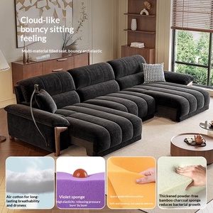 Canapé-<span class=keywords><strong>lit</strong></span> 3 <span class=keywords><strong>places</strong></span> multifonctionnel en chenille, style vintage, sans fixation murale, avec télécommande et Bluetooth intégré - Product Image 3