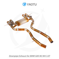YT pipa knalpot Aloi Titanium, pipa knalpot dua sisi empat outlet dan katup untuk BMW G8X M3 M4 3.0T, emas panggang