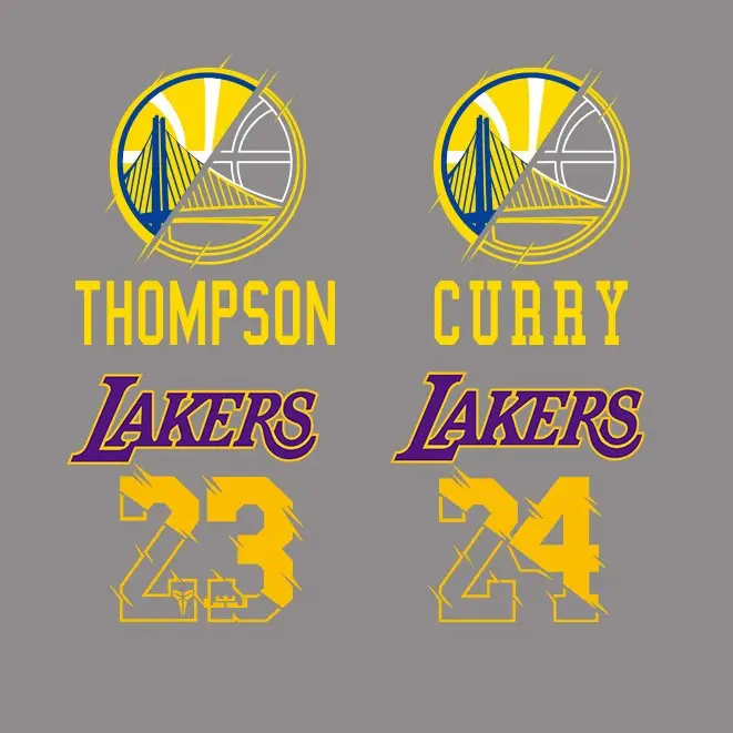 Team Logo Kobe Bryant Logo Lakers Golden State Warriors Basketbal Groothandel Custom Heat Transfer Printen Stickers Ijzer Op