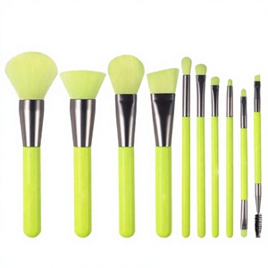 10Pcs Wood Handle Fan Brush Set Soft Face Makeup Brush for <b>Foundation</b> Blush - Product Image 2