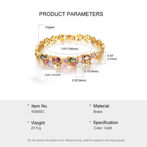 モナリザジルコン色ダイヤモンド二層クリスタル新品スタイル銅ブレスレット - Product Image 6