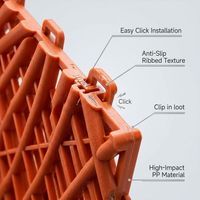 Dalles de sol emboîtables professionnelles en PP orange de 18 mm, amovibles, antidérapantes, écologiques, avec grille, pour garage, design graphique DIY