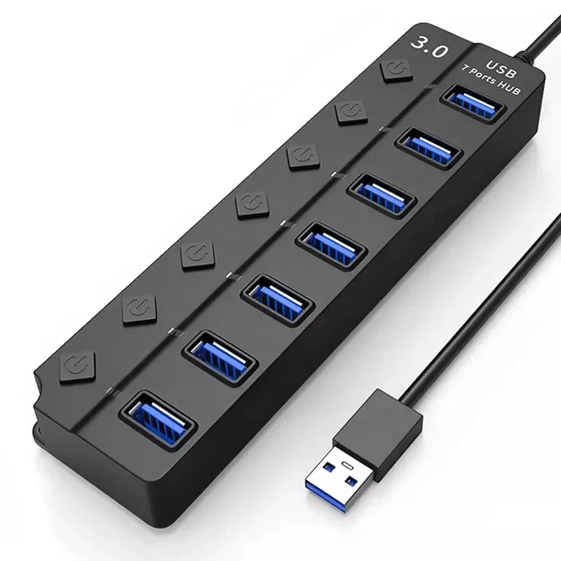 Hub USB 3 USB 2.0 çoklu USB güç adaptörü 4/7 Port çoklu genişletici 2.0 PC aksesuarları için anahtarı ile