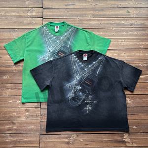 <span class=keywords><strong>OEM</strong></span>高品质宽松男士短款t恤短袖男士褪色t恤设计师印花街装制造商 - Product Image 1