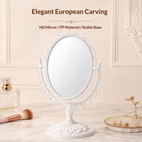 Miroir de maquillage de table en plastique rétro de style européen, double face en forme de cœur, style Instagram, pour usage domestique, vente en gros