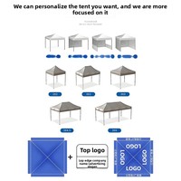 3M X 3M Tente à cadre en alliage d'aluminium simple, parasol d'extérieur pliable à quatre angles pour la publicité, le commerce de parasol promotionnel.